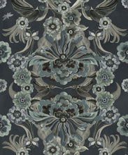 Load image into Gallery viewer, Hummingbird Garden Wallpaper - Colorway: Midnight - Swatch