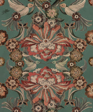 Load image into Gallery viewer, Hummingbird Garden Wallpaper - Colorway: Teal - Swatch
