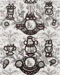 Fontaine et animaux barbouillage wallpaper in Noir/blanc