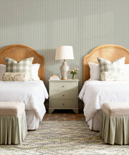 Load image into Gallery viewer, Ticking Stripe (Heritage Hall) Wallpaper - Colourway: English Moss - Insitu
