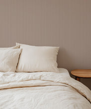 Load image into Gallery viewer, Ticking Stripe (Future Traditions) Wallpaper - Colourway: Mulberry Hearth - Insitu