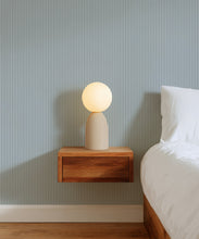 Load image into Gallery viewer, Ticking Stripe (Future Traditions) Wallpaper - Colourway: Seaside Fog - Insitu
