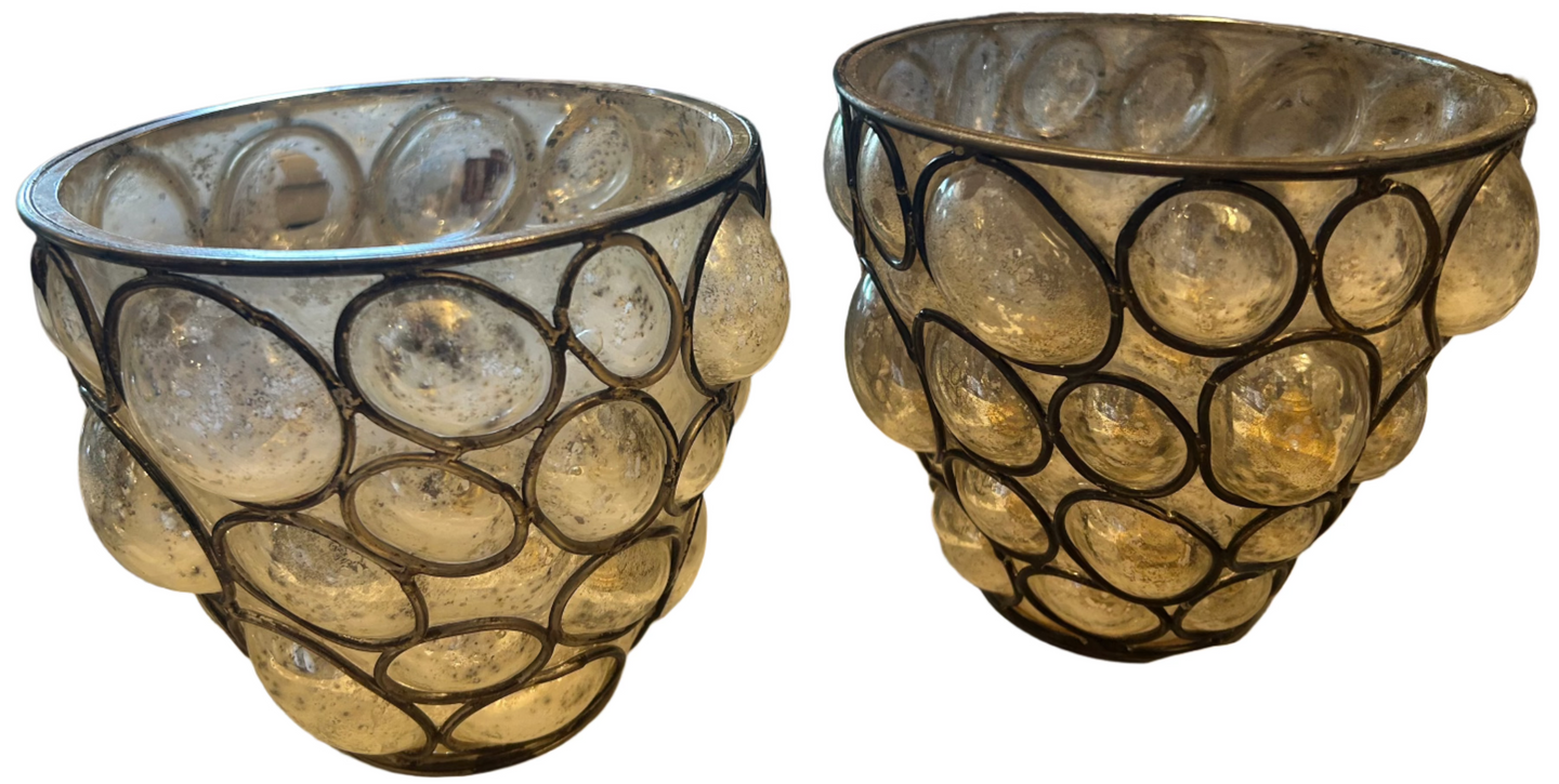 Pair of mercury glass vase candle holder