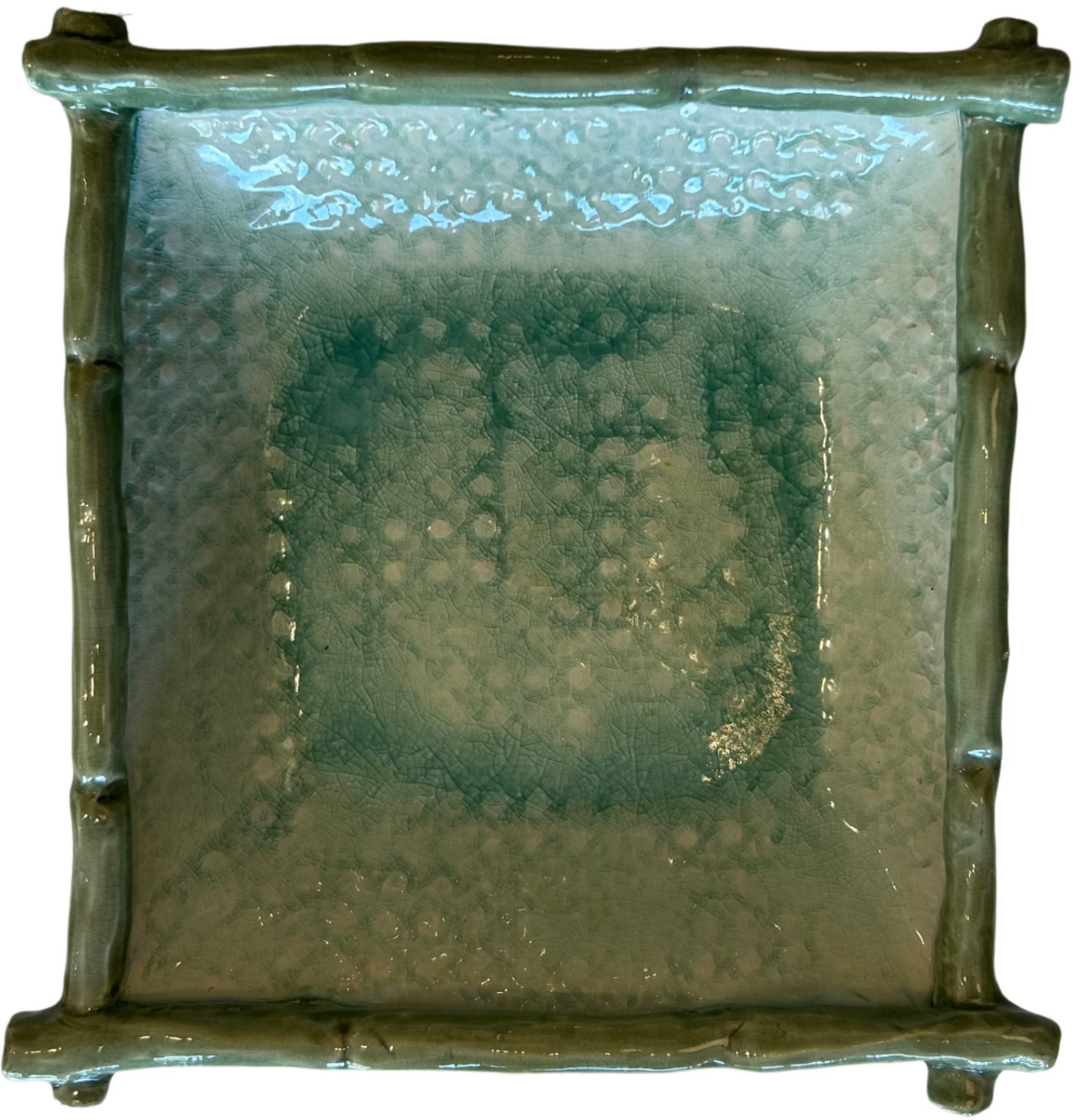Square bowl with bamboo motif