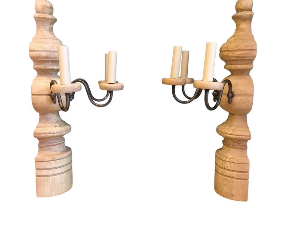 metal and wood light sconces