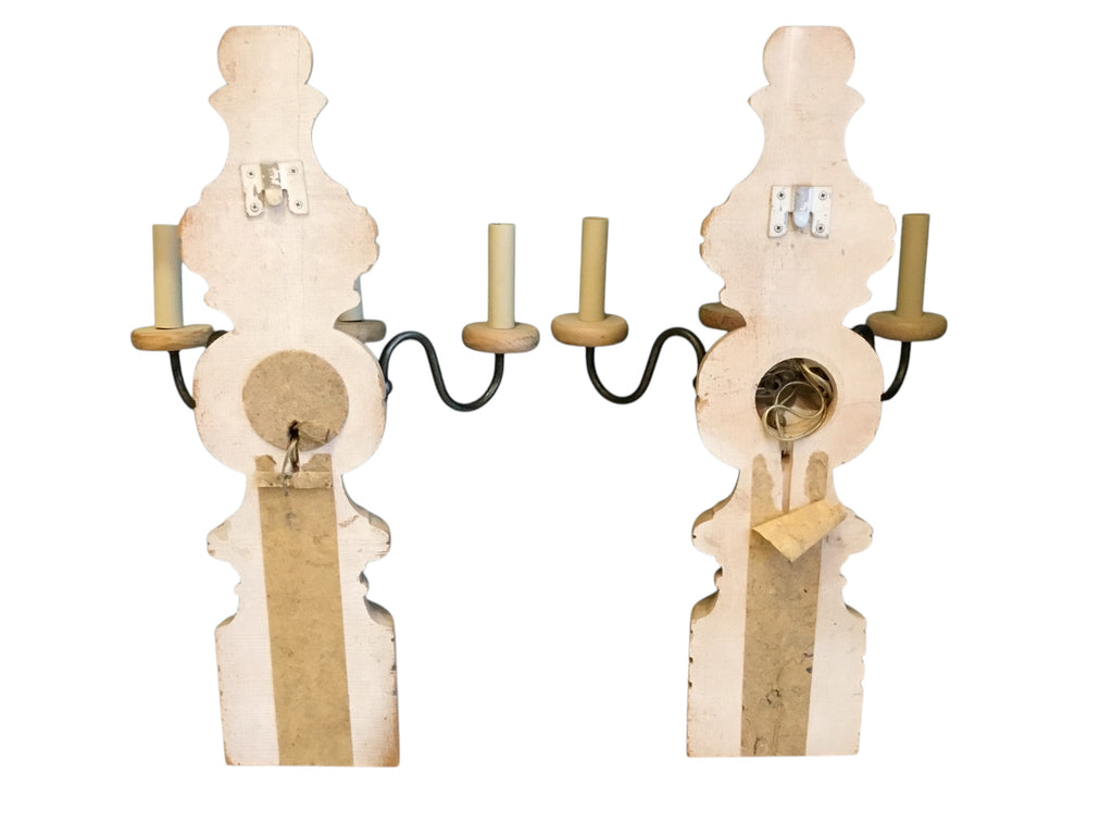 metal and wood light sconces