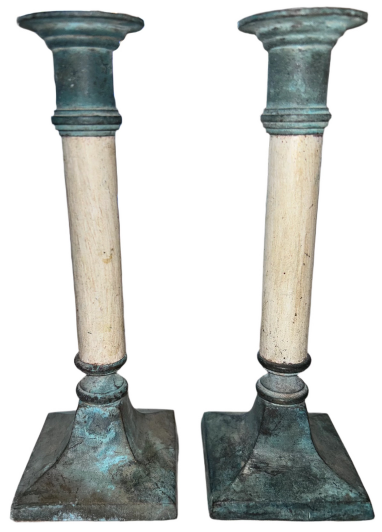pair antique taper holders