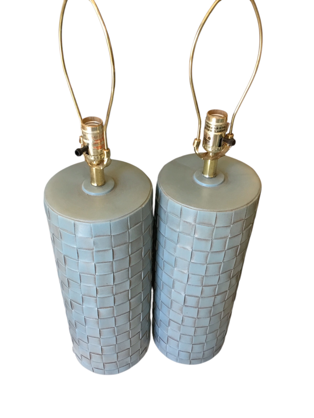 vintage french blue lamps pair.