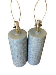 VINTAGE FRENCH BLUE LAMPS PAIR.