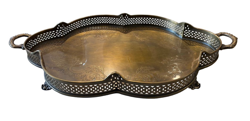 vintage brass serving tray