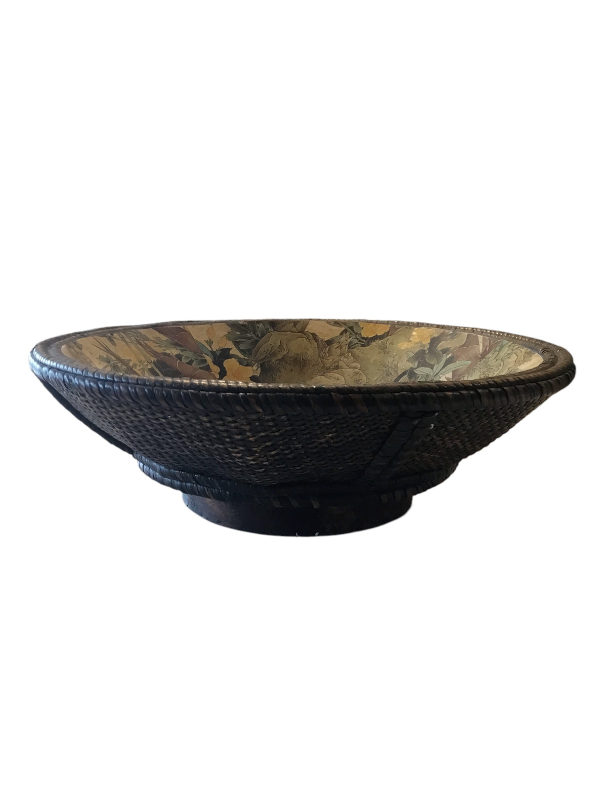 decoupage bowl with rattan weave
