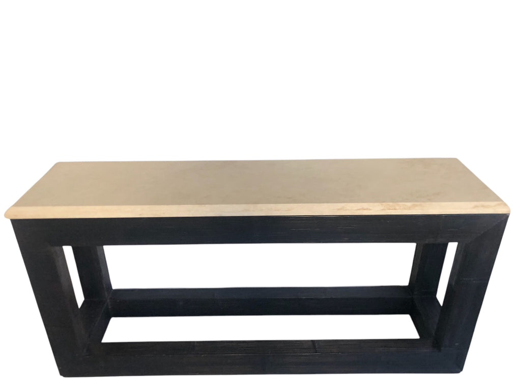 vintage rattan console with stone top