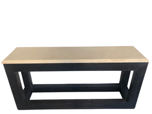 VINTAGE RATTAN CONSOL WITH STONE TOP