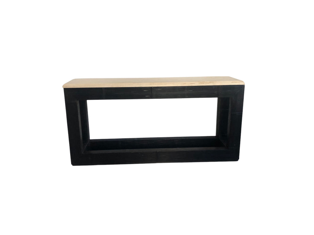 vintage rattan console with stone top