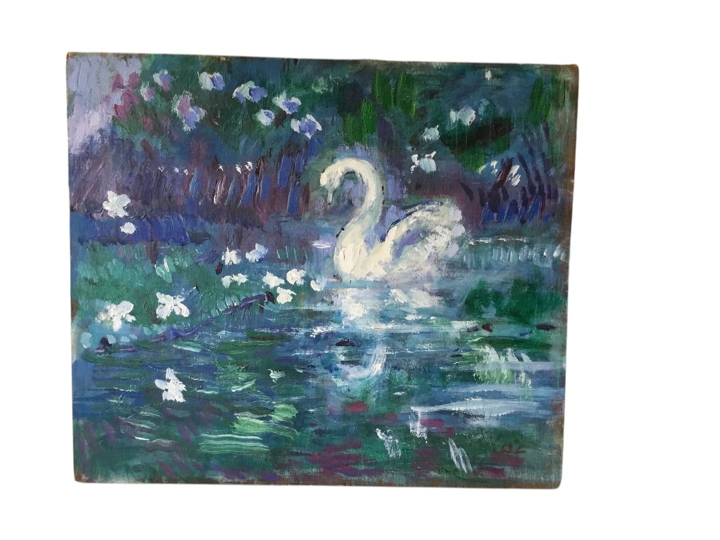 hand painted swan art