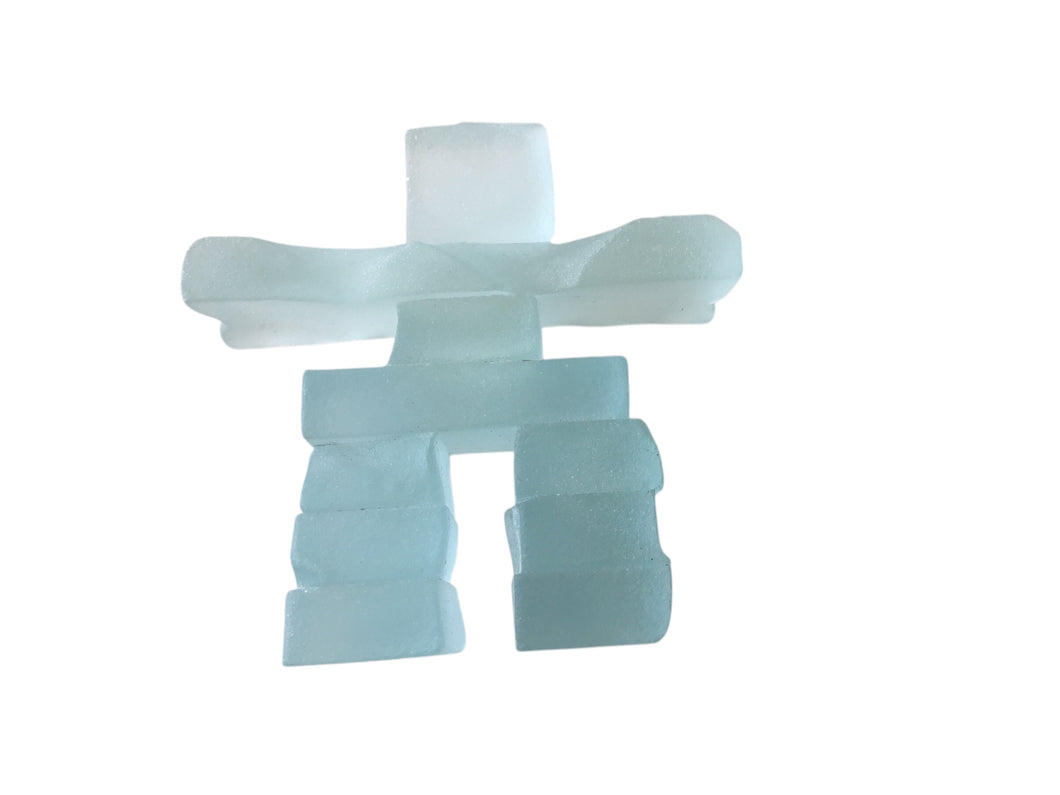 frosted glass inukshuk figurine