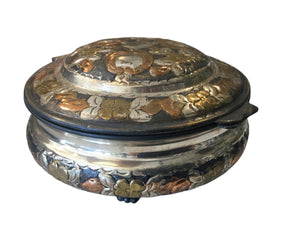 METAL FLORAL POT WITH LID