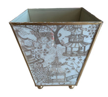 Load image into Gallery viewer, Garden party enameled square cachepot planter