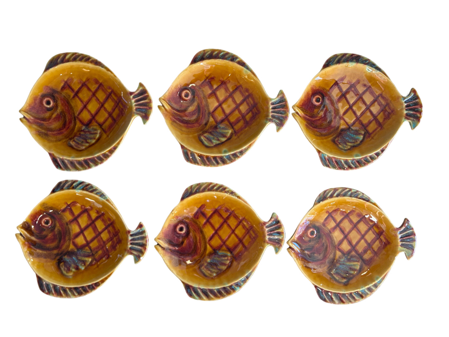 vintage fish serving plates-6 plates