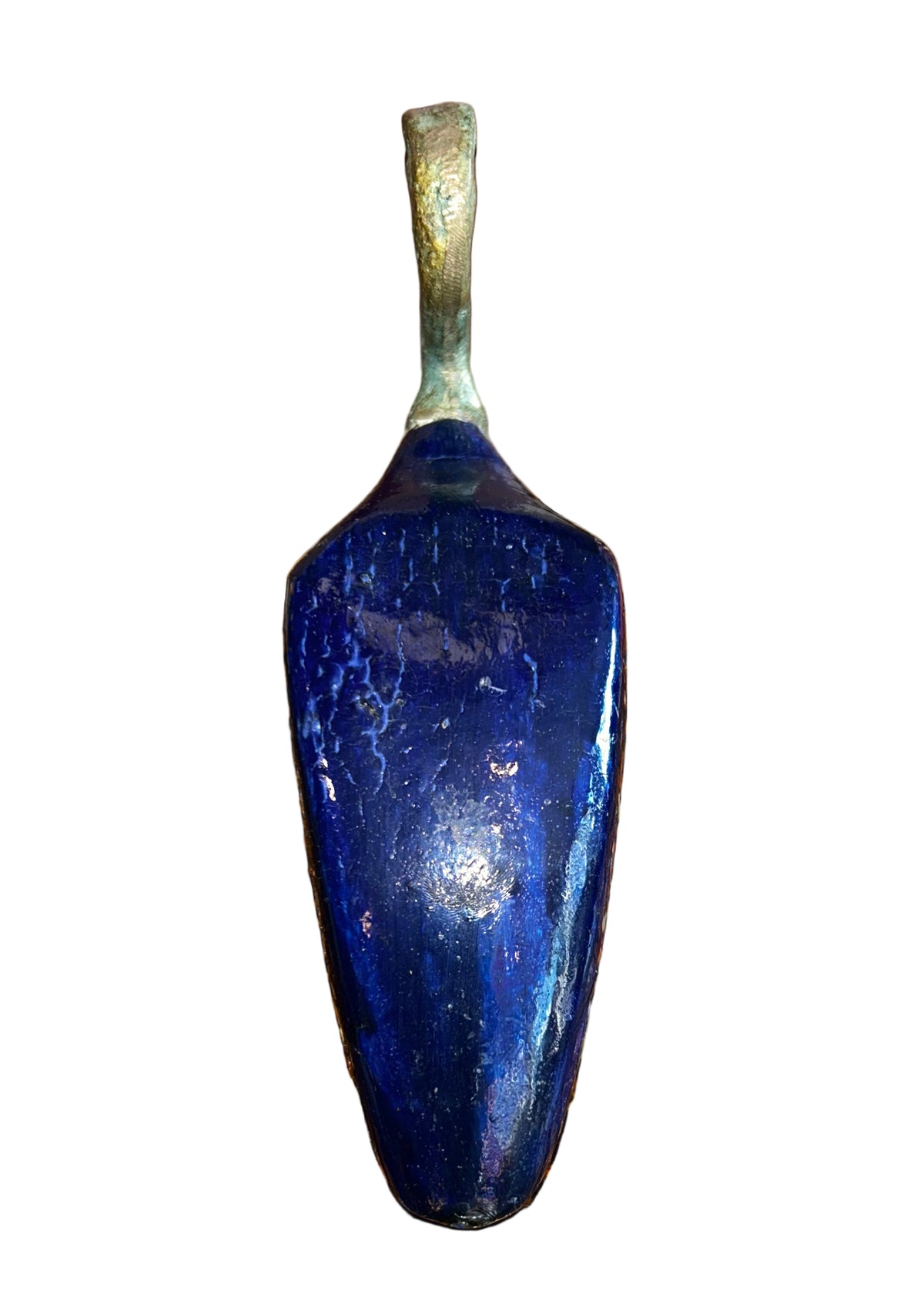 Vintage Egyptian-Style Ibis Figurine l Bluestone and aged metal Thoth sculpture