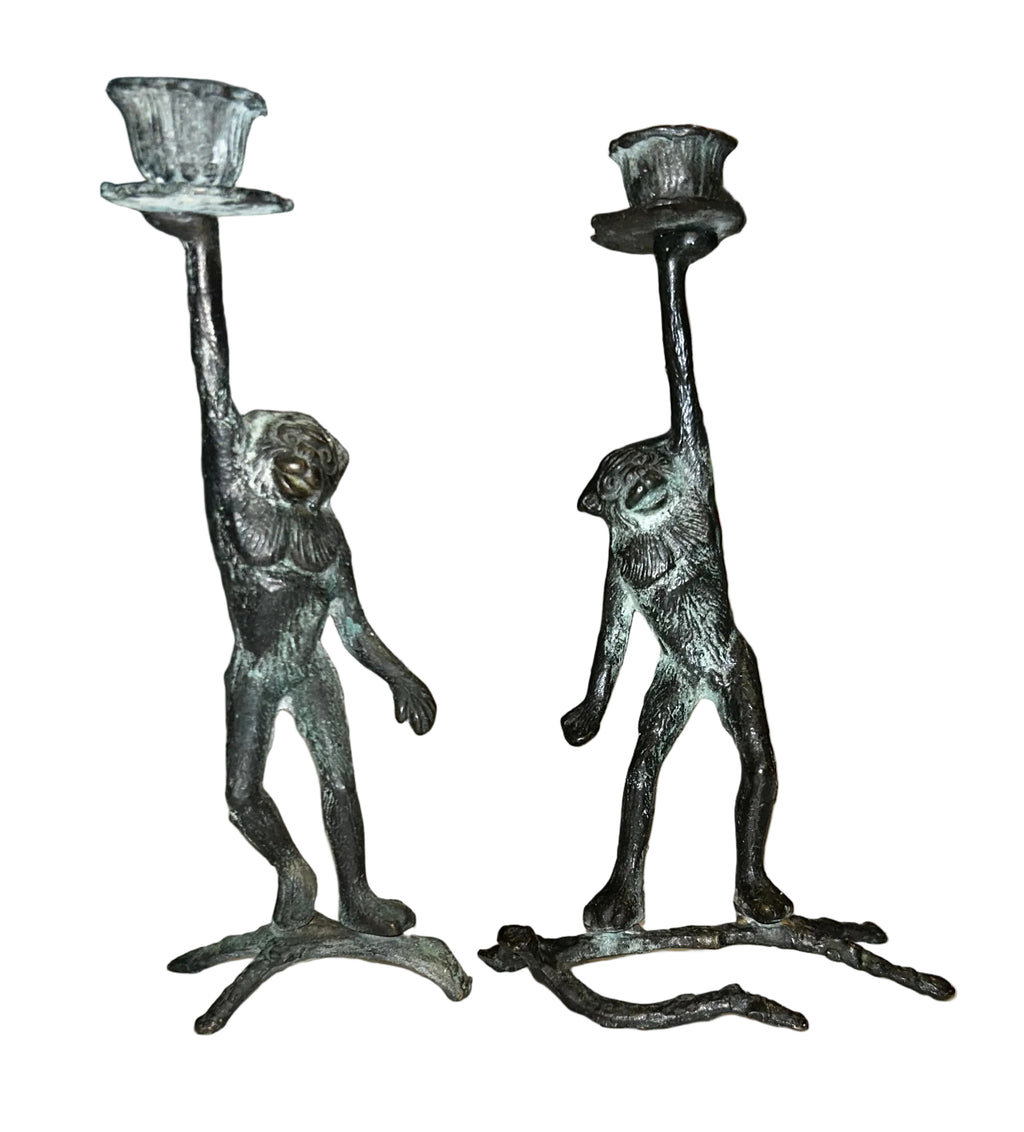 pair of monkey taper holders