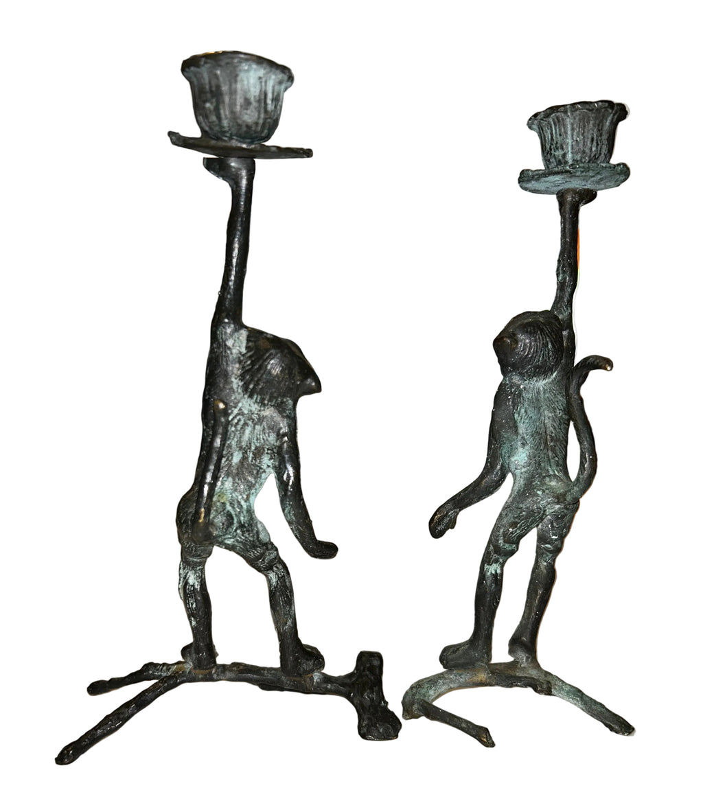 pair of monkey taper holders