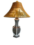 pair faux bamboo lamps with ratton shade