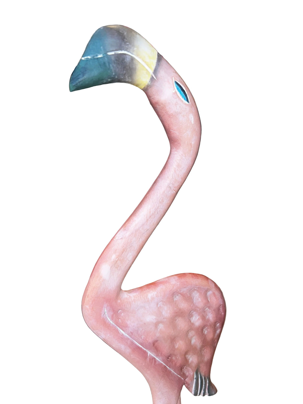 pair vintage wood flamingos