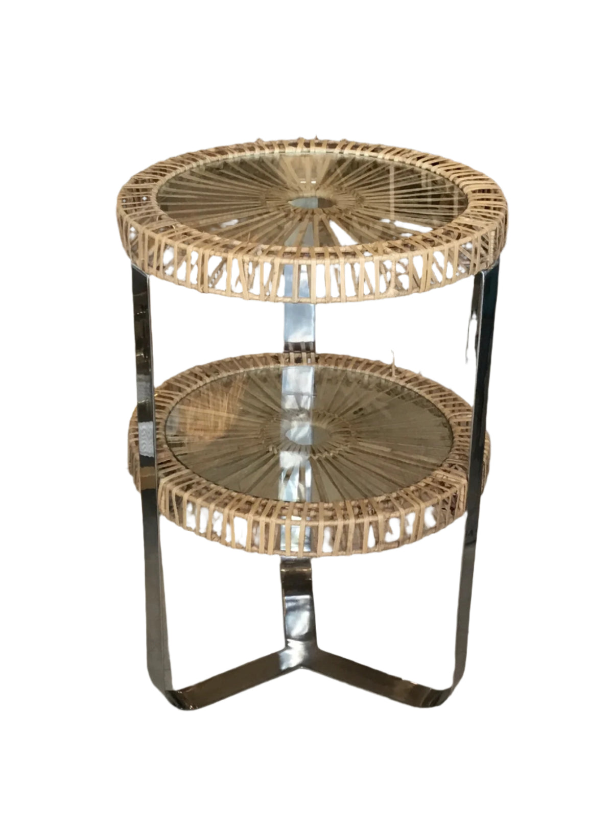 seagrass and steel side table