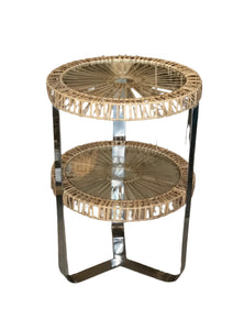 seagrass and steel side table