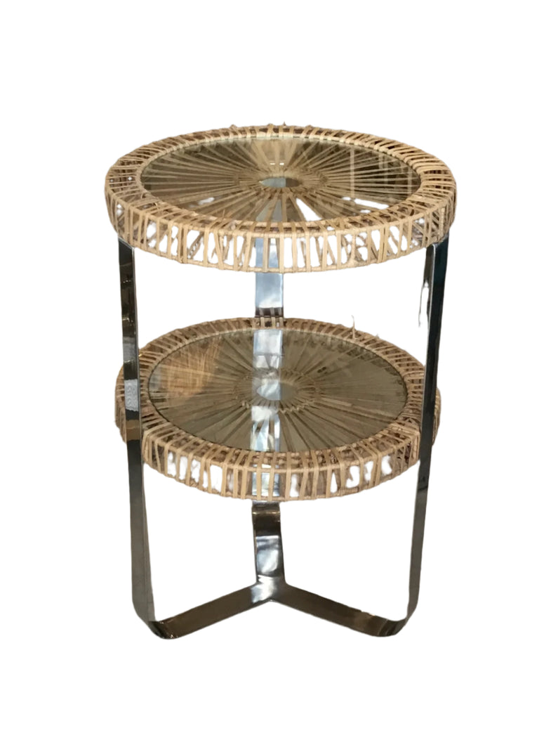 seagrass and steel side table