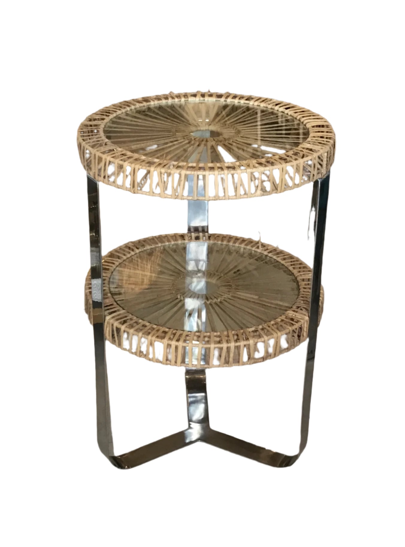seagrass and steel side table