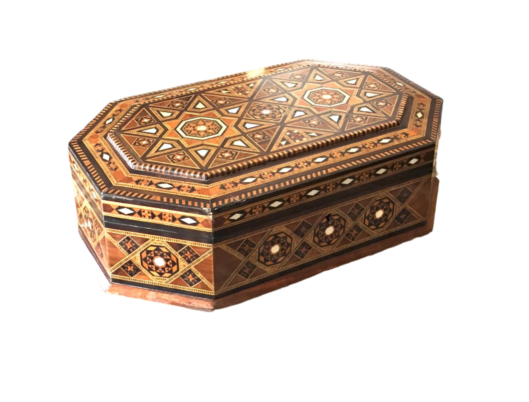 deorative inlaid box accented with mother of pearl