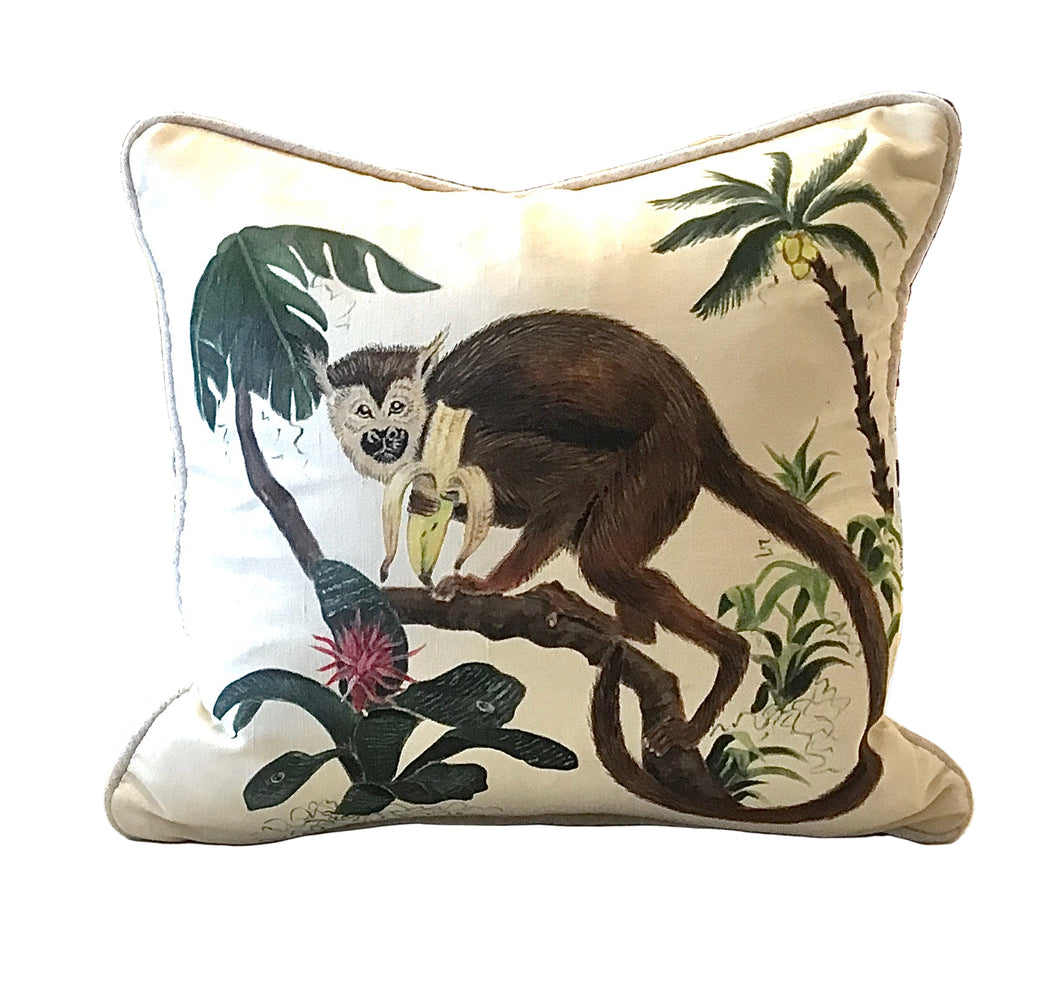 hand-painted monkey pillow