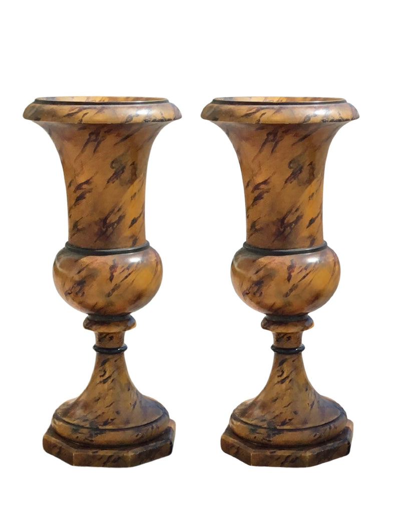 vintage faux finished urns, set/2