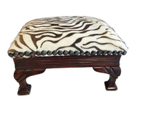 Load image into Gallery viewer, small stenciled zebra footstool
