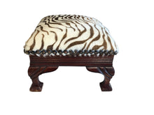 Load image into Gallery viewer, small stenciled zebra footstool