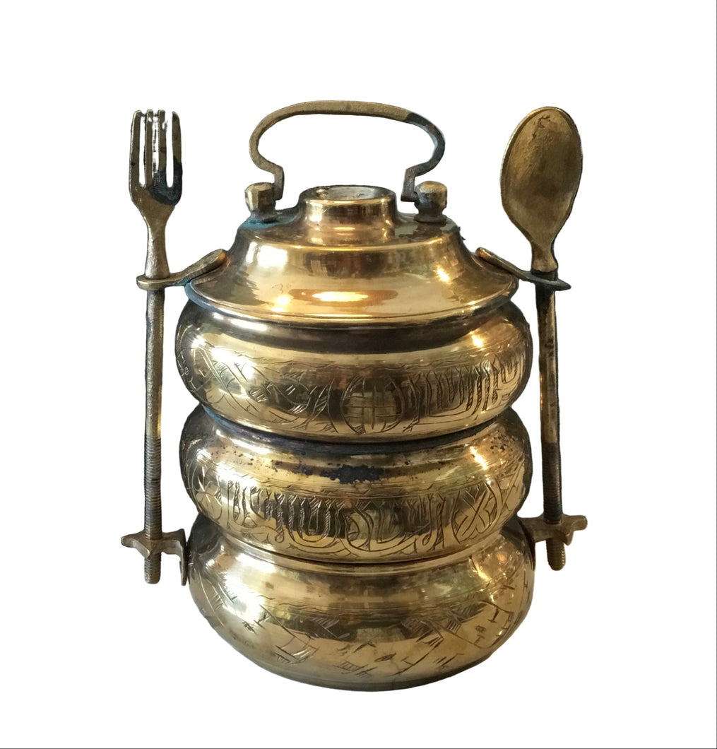 brass asian lunch box