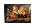black lacqued box with painted horses