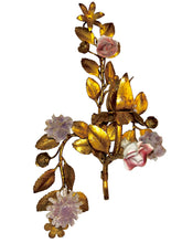 Load image into Gallery viewer, pair mid-century italian tole floral wall sconce