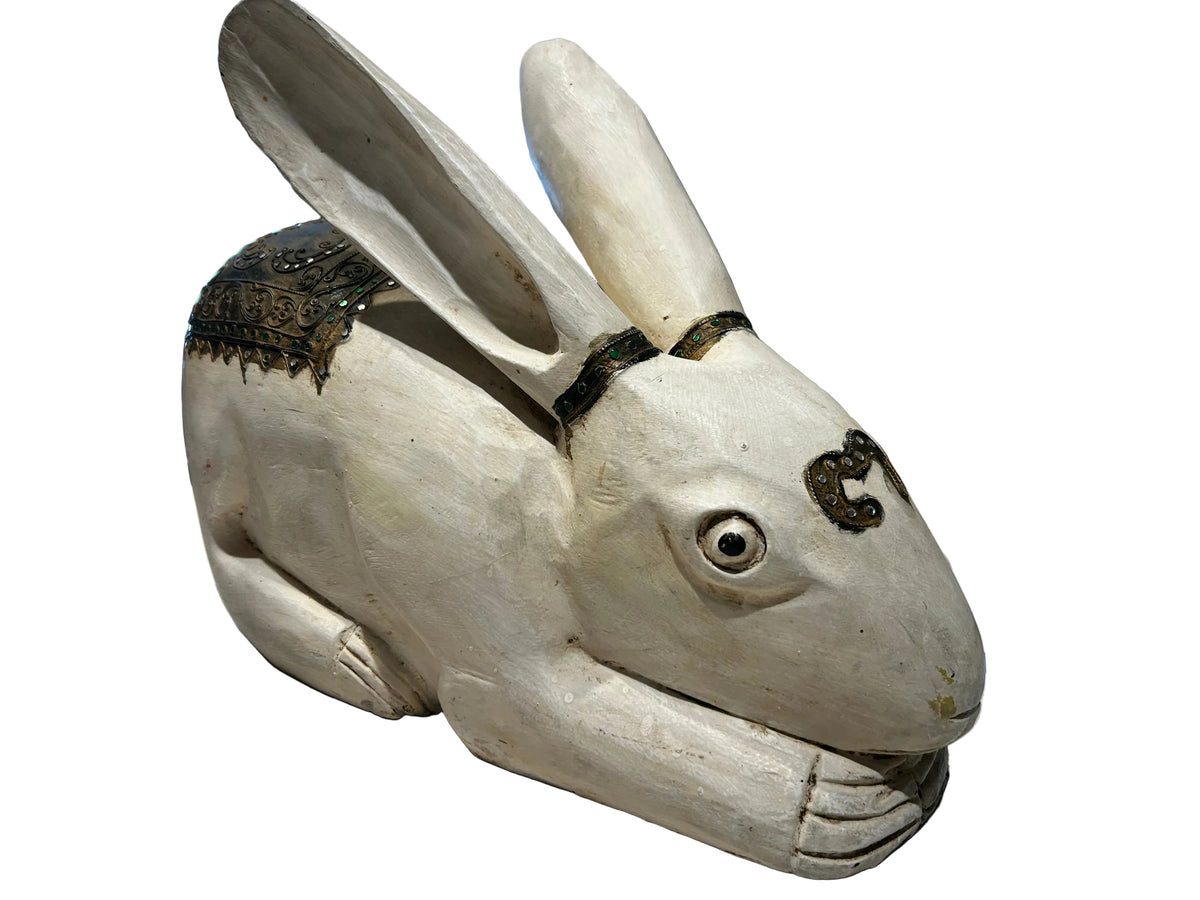 hand-carved wooden rabbit