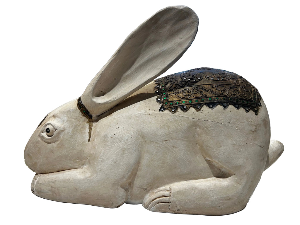 hand-carved wooden rabbit
