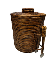 Load image into Gallery viewer, vintage rattan wickered ice bucket
