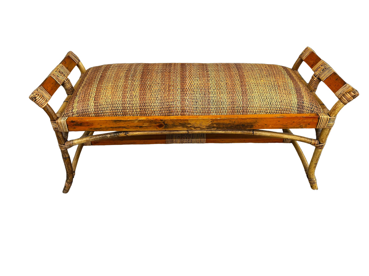 vintage bamboo bench