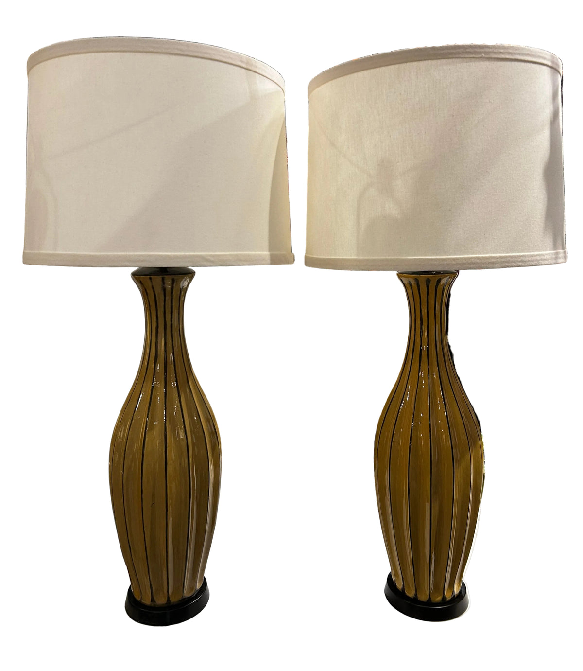 mid century striped table buffet lamps