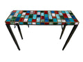 multi color glass tile console