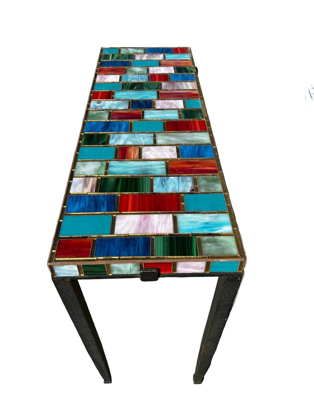 multi color glass tile console