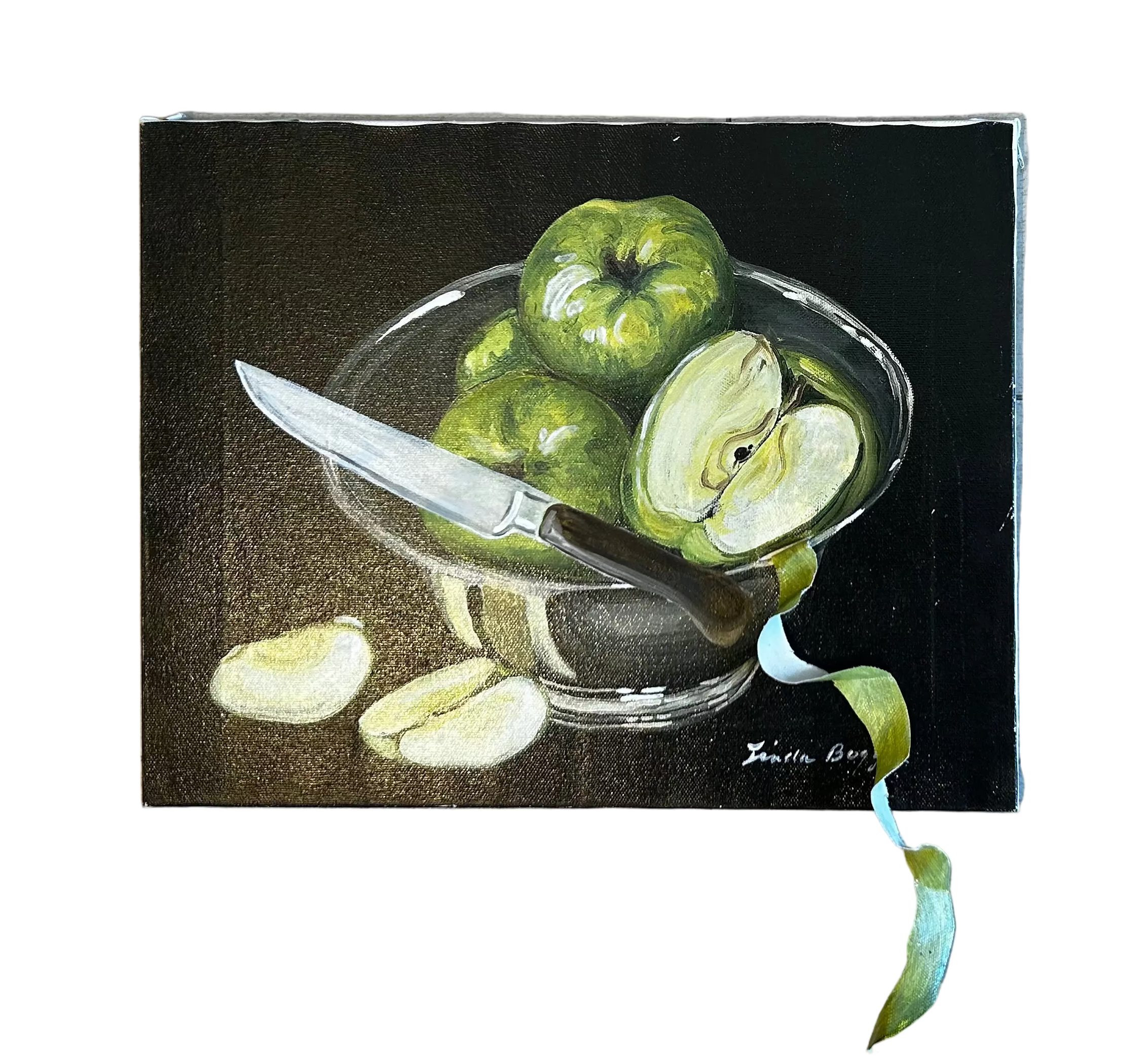 still life painting "green apple" by carol rowan