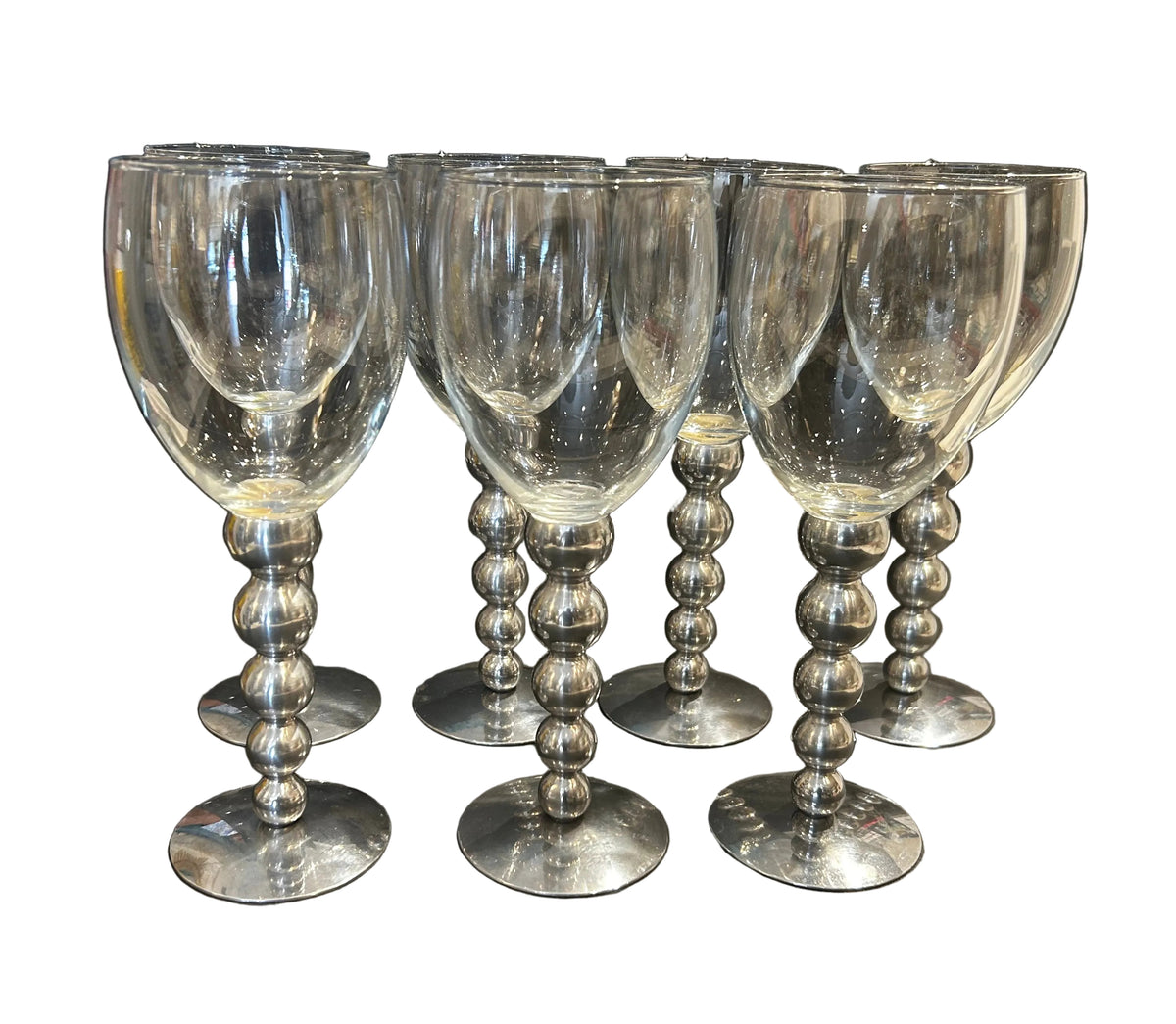 set metal stem wine glasses
