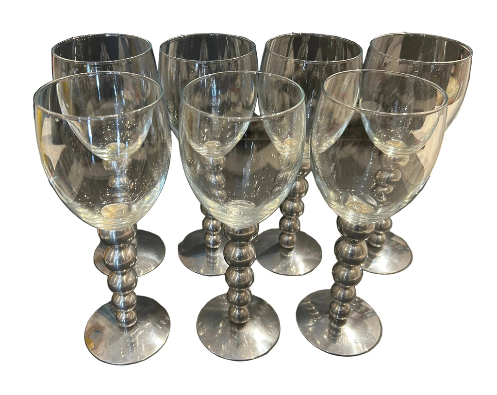 set metal stem wine glasses